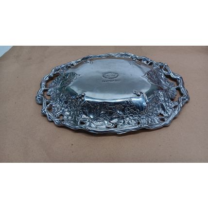 Vintage Arthur Court Heavy Oval Grapes And Vines Serving Platter Tray 14"