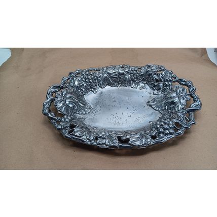 Vintage Arthur Court Heavy Oval Grapes And Vines Serving Platter Tray 14"