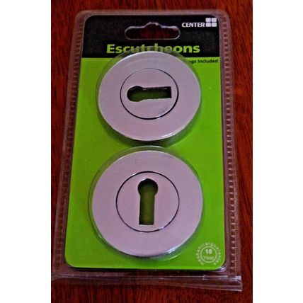 PAIR ESCUTCHEONS EURO PROFILE 55mm x 10mm in BRASS or CHROME with screws