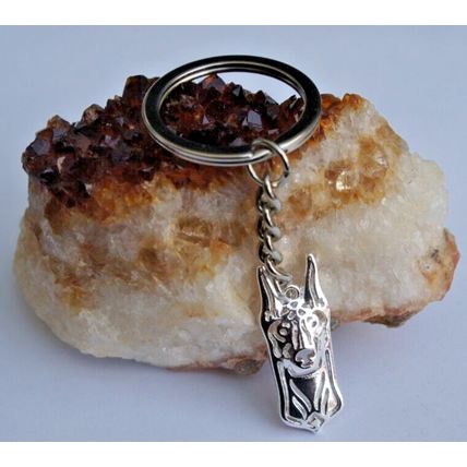 DOBERMAN PINSCHER METAL KEY RING IN VELVET GIFT BAG DOBIE KEY CHAIN