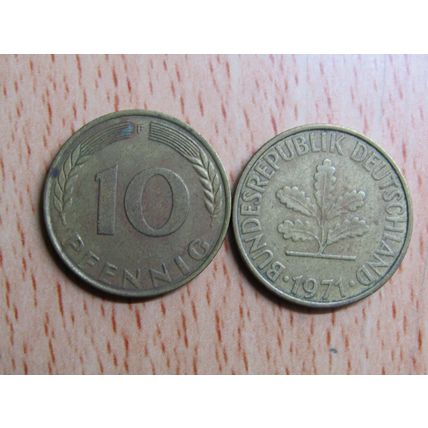 1971f 10 Pfennig Germany Coin