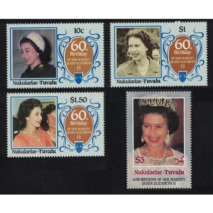 Tuvalu Nukulaelae 60th Birthday of Queen Elizabeth II 4v 1986 MNH