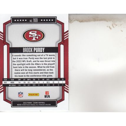 BROCK PURDY 2023 AUTOGRAPHED ROOKIE SAN FRANCISCO 49ERS ALL-PRO QUARTERBACK CARD