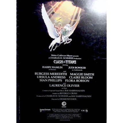 1981’s CLASH OF THE TITANS original fold-out promo flyer & poster. Harryhausen!