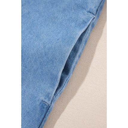 Beau Blue Frilled Peter Pan Collar Loose Denim Short Dress