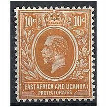 East Africa & Ugandan Protectorate 1921 SG47a 10c Orange Mounted Mint . .