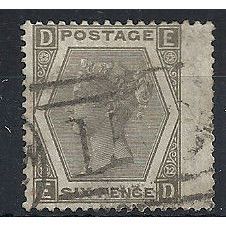 1873 SG125 6d Grey Plate 12 Good+/Fine Used Wing Margin Check Letters "ED".