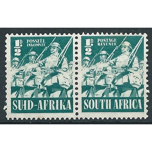 South Africa 1942 SG88a 1/2d Blue-Green War Effort Mounted Mint PAIR ....