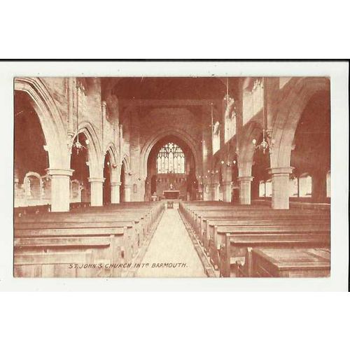 Wales BARMOUTH St John's Church Interior Postcard (6995)