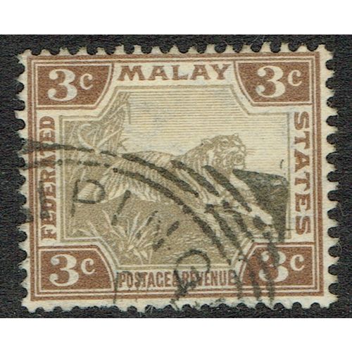 Federated Malay States 1904 3c Grey Brown and Brown wmk MCrown CA SG32a FU