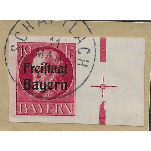 GER (BAVARIA) 1919 10pf KING LUDWIG III' (FREISTAAT)(IMPERFED) USED(EBID65-487)