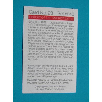 Peters Foods Australia 1987 The History of the Americas Cup Cards Choice (e25)