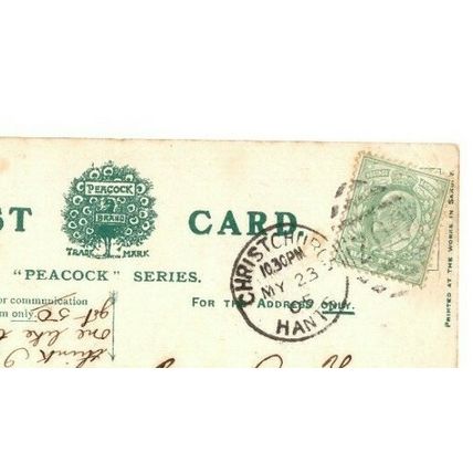 Postcard Christchurch THe Old House with CHRISTCHURCH 200 Duplex Postmark 1905