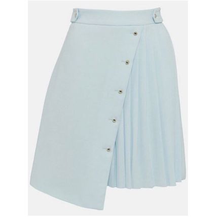KAREN MILLEN Pale Blue Pleated Detail A Line Skirt - NEW