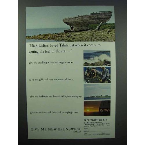 1965 New Brunswick Canada Tourism Ad - Feel of the Sea