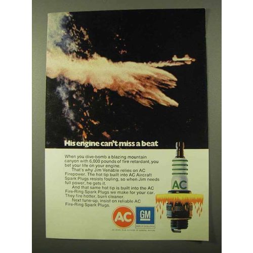 1971 AC Fire-Ring Spark Plugs Ad - Engine Can't Miss