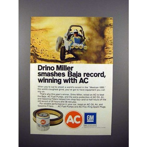 1971 AC Oil / Air Filter Ad, Drino Miller - Baja!