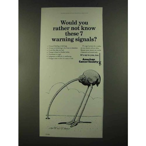 1972 American Cancer Society Ad - 7 Warning Signals
