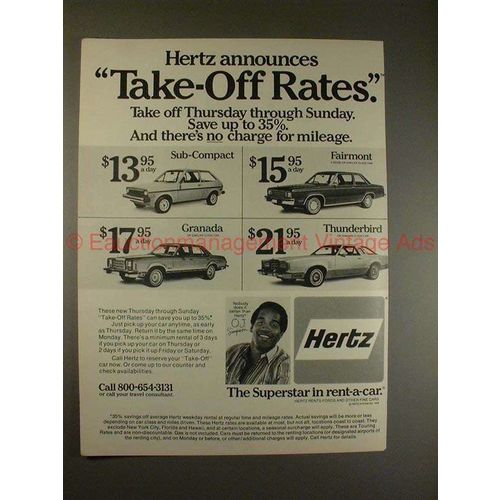 1979 Hertz Car Rental Ad w/ O.J. Simpson, NICE!!