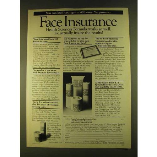 1980 Health Sciences Formula Ad - Face Insurance