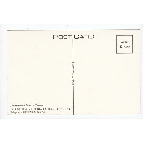 Mediterrania Leisure Complex Derwent & Victoria Hotels Torquay Postcard