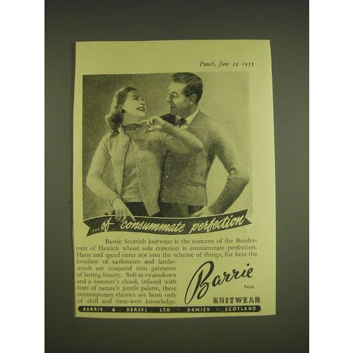 1955 Barrie Knitwear Ad - of consummate perfection