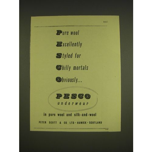 1955 Pesco Underwear Ad - Pure wool Excellently styled for chilly mortals