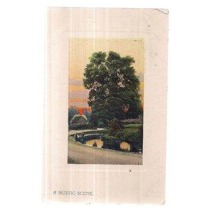 A RUSTIC SCENE used antique postcard 1909 postmark =