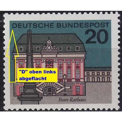 GERMANY BUND [1964] MiNr 0424 F24 ( **/mnh ) Plattenfehler