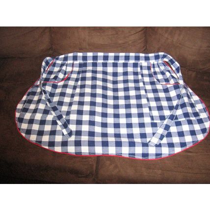 Vintage Blue and White Checked Red Edged Half Apron