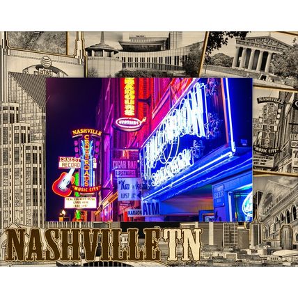 Nashville Tennessee Laser Engraved Wood Picture Frame Landscape (8 x 10)