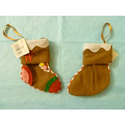 LOT OF 5 LETTER W MONOGRAMMED MINI BROWN GINGERBREAD STYLE CHRISTMAS STOCKINGS