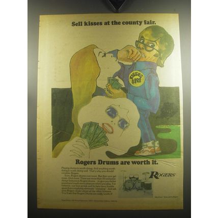 1974 Rogers Drums Ad - Sell kisses at the country fair