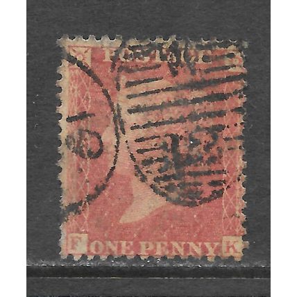 GB QV 1d PENNY RED STAR PERF 14 LARGE CROWN FK LETTERS