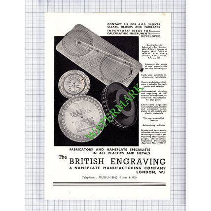 British Indestructo Glass / British Engraving Manufacturing ADVERT- 1942 Cutting