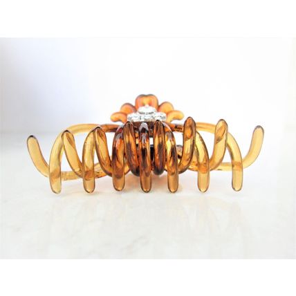 Smaller brown hair claw clip for fine, thin hair with crystals