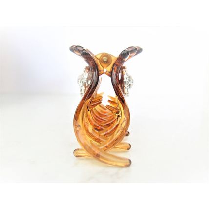 Smaller brown hair claw clip for fine, thin hair with crystals