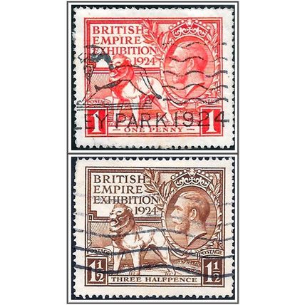 KGV. 1924. SG 430-431, 1924 Empire Exhibition. Used hrd2