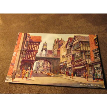 Valentines postcard - Eastgate Street scene Chester - Artist BFC Parr / A1541