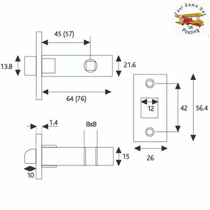 QUALITY BRASS/SILVER TUBULAR LATCH 64mm 76mm Internal Mortice Door Handle Catch