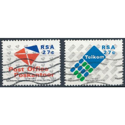 Establishment of Post Office & Telekom Ltd - South Africa 1991 - F H - SG 734/5