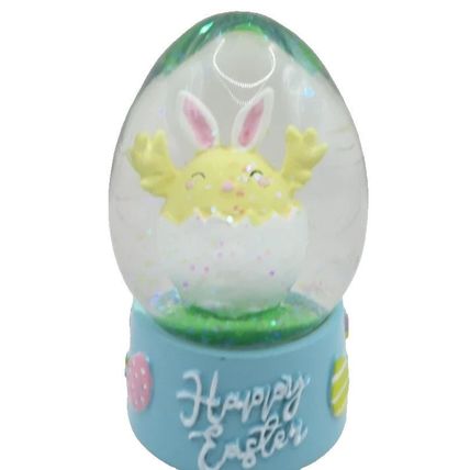 Easter Chick/Bunny Snow Globe Glass Happy Easter Blue Base 10.5 CM Gift Home