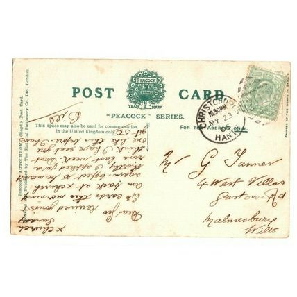 Postcard Christchurch THe Old House with CHRISTCHURCH 200 Duplex Postmark 1905
