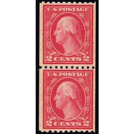 487, Mint VF NH 2¢ Coil Pair - SCV $75.00 .. Stuart Katz