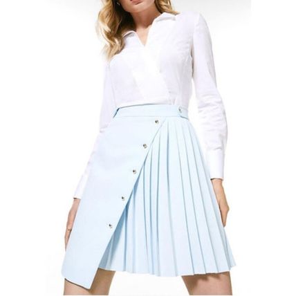 KAREN MILLEN Pale Blue Pleated Detail A Line Skirt - NEW