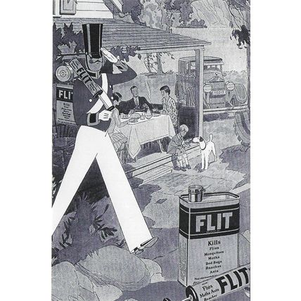 Postcard FLIT Household Bug Killer Spray Advert 1928 - Nostalgia
