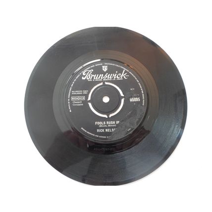 7" 1963. RICK NELSON. FOOLS RUSH IN .BRUNSWICK, 05895.DOWN HOME. NEAR MINT