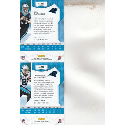 SAM DARNOLD & CHRISTIAN McCAFFREY AUTO 2021 CAROLINA PANTHERS ALL-PRO OFFENSE