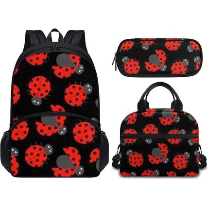Forchrinse 3Piece Ladybug Backpack for Girls Kids Elementary Middle School Backp
