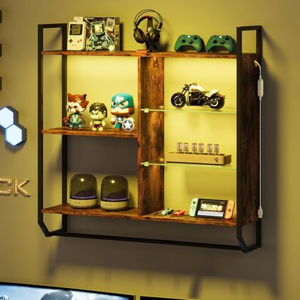 EYCOAL Gaming Floating Shelves, Wall Mounted Wooden Decor Display Shelf with 34"